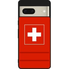 Coque Google Pixel 7 - Silicone rigide noir Euro 2020 Switzerland