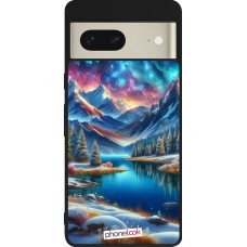 Coque Google Pixel 7 - Silicone rigide noir Fantasy Mountain Lake Sky Stars