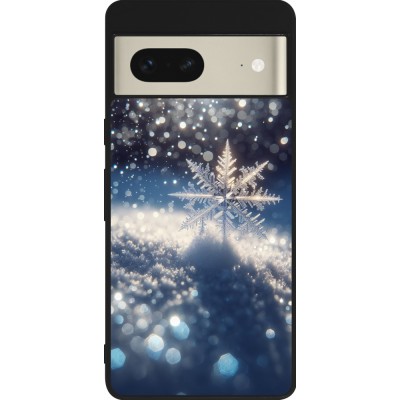 Coque Google Pixel 7 - Silicone rigide noir Flocon Solaire Éclat