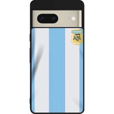 Coque Google Pixel 7 - Silicone rigide noir Maillot de football Argentine 2022 personnalisable