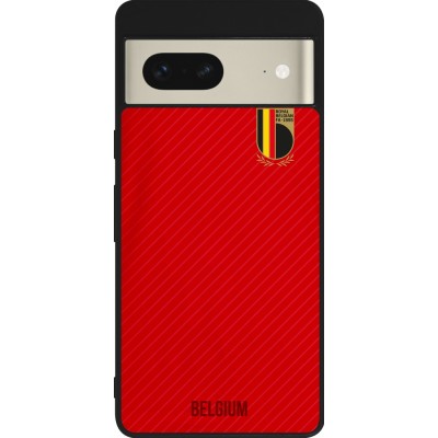 Coque Google Pixel 7 - Silicone rigide noir Maillot de football Belgique 2022 personnalisable