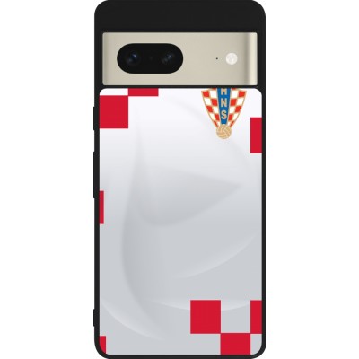 Coque Google Pixel 7 - Silicone rigide noir Maillot de football Croatie 2022 personnalisable