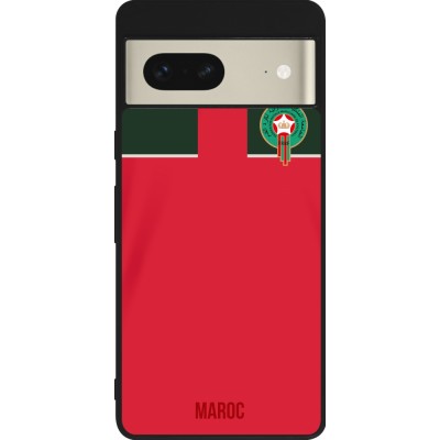 Coque Google Pixel 7 - Silicone rigide noir Maillot de football Maroc 2022 personnalisable