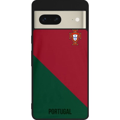 Coque Google Pixel 7 - Silicone rigide noir Maillot de football Portugal 2022