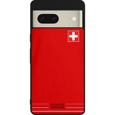 Coque Google Pixel 7 - Silicone rigide noir Football shirt Switzerland 2022