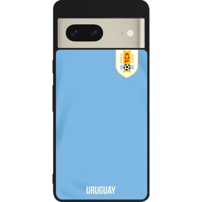 Coque Google Pixel 7 - Silicone rigide noir Maillot de football Uruguay 2022 personnalisable