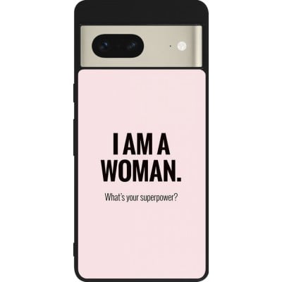 Coque Google Pixel 7 - Silicone rigide noir I am a woman