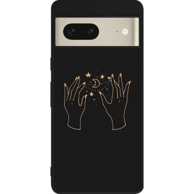 Coque Google Pixel 7 - Silicone rigide noir Grey magic hands