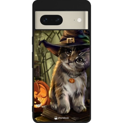 Coque Google Pixel 7 - Silicone rigide noir Halloween 21 Witch cat