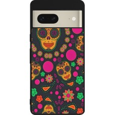 Coque Google Pixel 7 - Silicone rigide noir Halloween 22 colorful mexican skulls