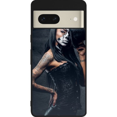 Coque Google Pixel 7 - Silicone rigide noir Halloween 22 Tattooed Girl