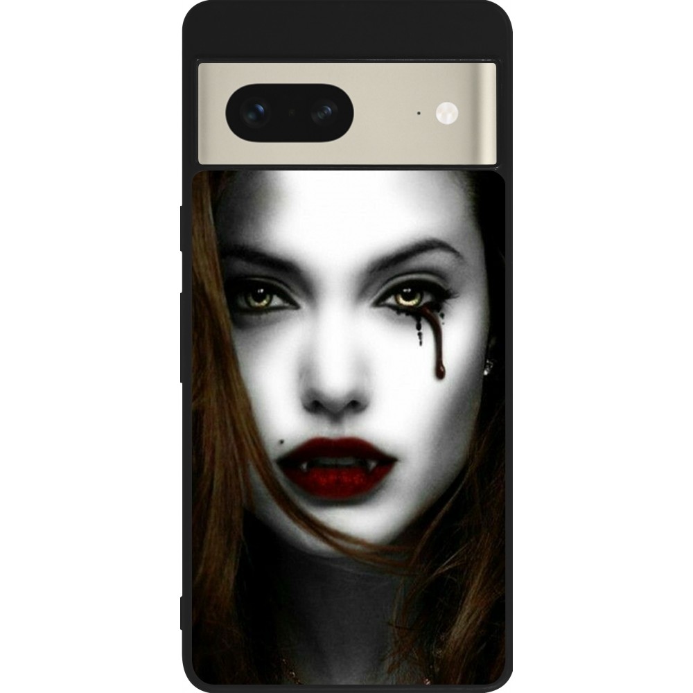 Coque Google Pixel 7 - Silicone rigide noir Halloween 2023 gothic vampire