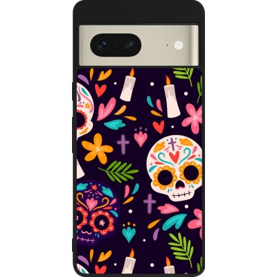 Coque Google Pixel 7 - Silicone rigide noir Halloween 2023 mexican style