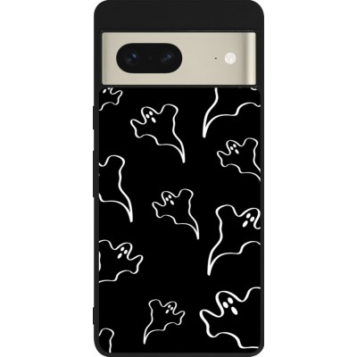 Coque Google Pixel 7 - Silicone rigide noir Halloween 2024 black and white ghosts