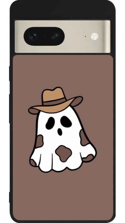 Coque Google Pixel 7 - Silicone rigide noir Halloween 2024 cowboy ghost