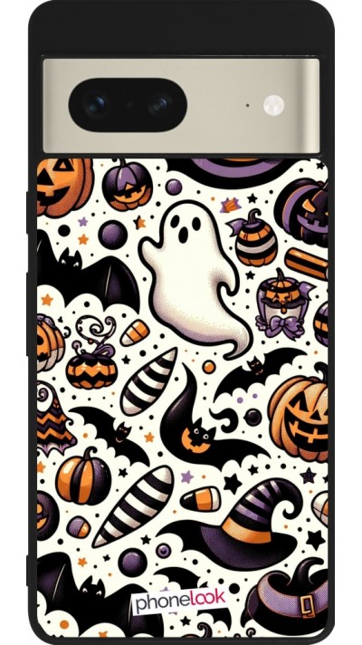 Coque Google Pixel 7 - Silicone rigide noir Halloween 2024 Cute Pattern