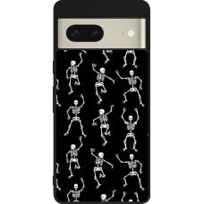 Coque Google Pixel 7 - Silicone rigide noir Halloween 2024 dancing skeleton