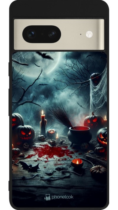 Coque Google Pixel 7 - Silicone rigide noir Halloween 2024 Dark Moon