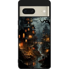 Coque Google Pixel 7 - Silicone rigide noir Halloween 2024 scary town