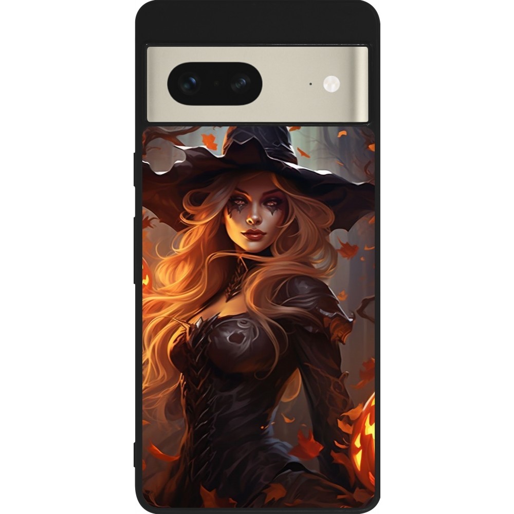 Coque Google Pixel 7 - Silicone rigide noir Halloween 2024 sexy witch