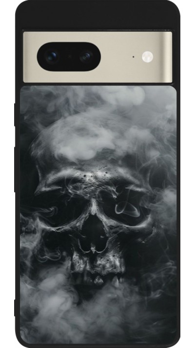 Coque Google Pixel 7 - Silicone rigide noir Halloween 2024 smoky skull