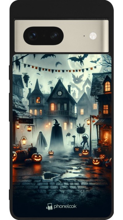 Coque Google Pixel 7 - Silicone rigide noir Halloween Spookville