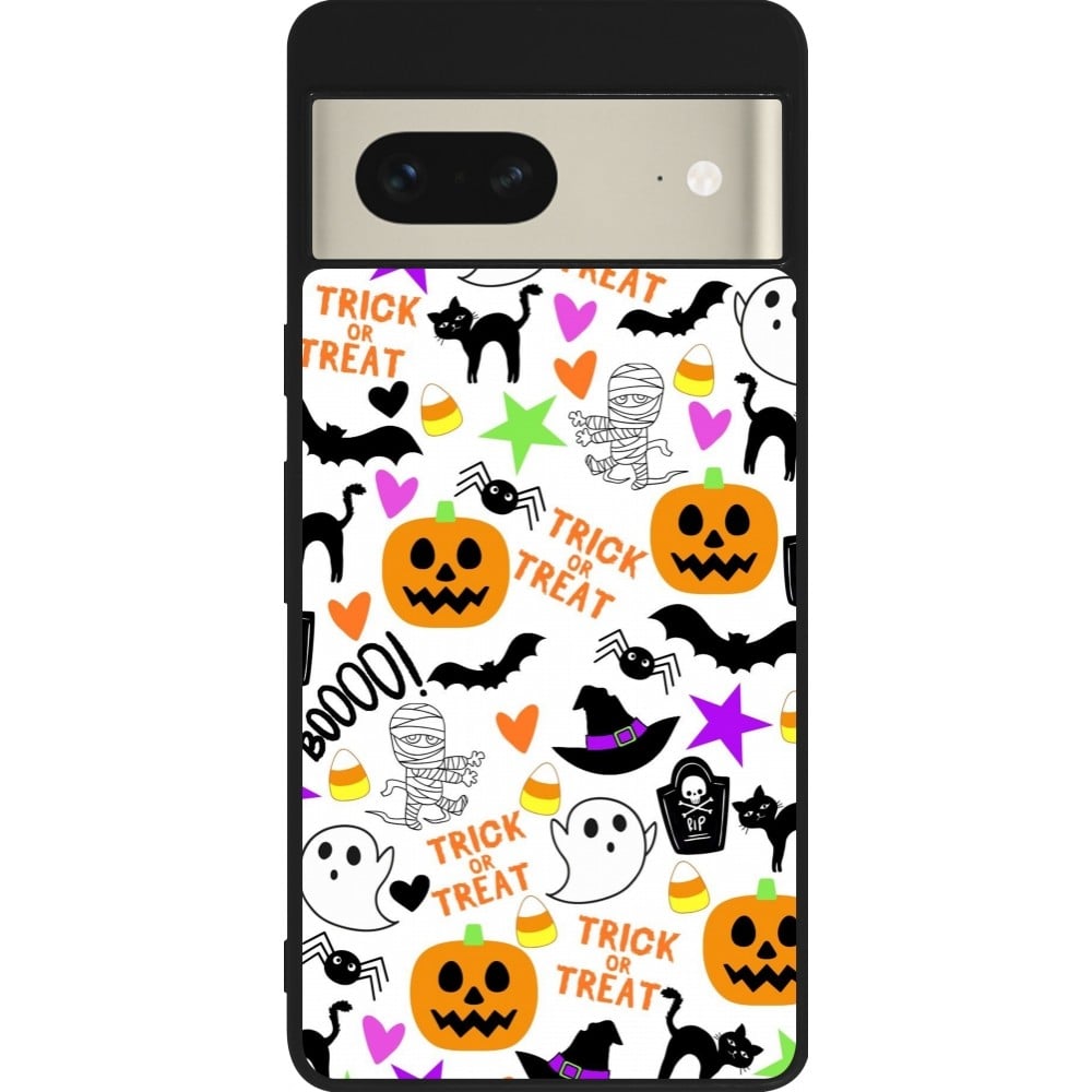 Coque Google Pixel 7 - Silicone rigide noir Halloween 2024 trick or treat