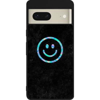 Coque Google Pixel 7 - Silicone rigide noir Happy smiely irisé