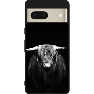 Coque Google Pixel 7 - Silicone rigide noir Highland calf black