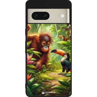 Coque Google Pixel 7 - Silicone rigide noir Jungle Tropicale Tayrona