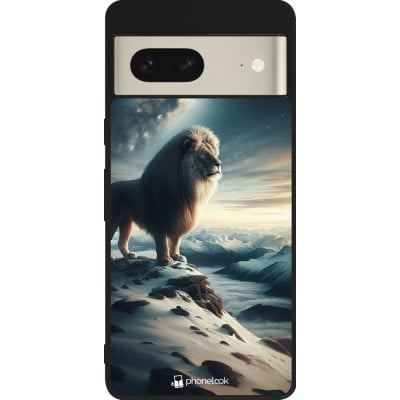 Coque Google Pixel 7 - Silicone rigide noir Le lion blanc