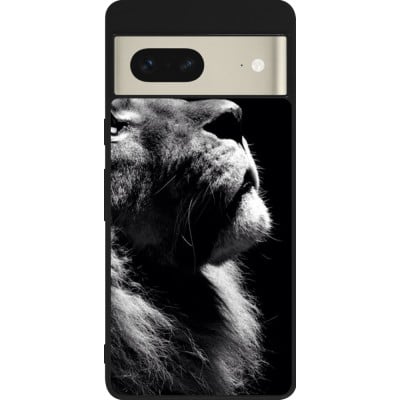 Coque Google Pixel 7 - Silicone rigide noir Lion looking up