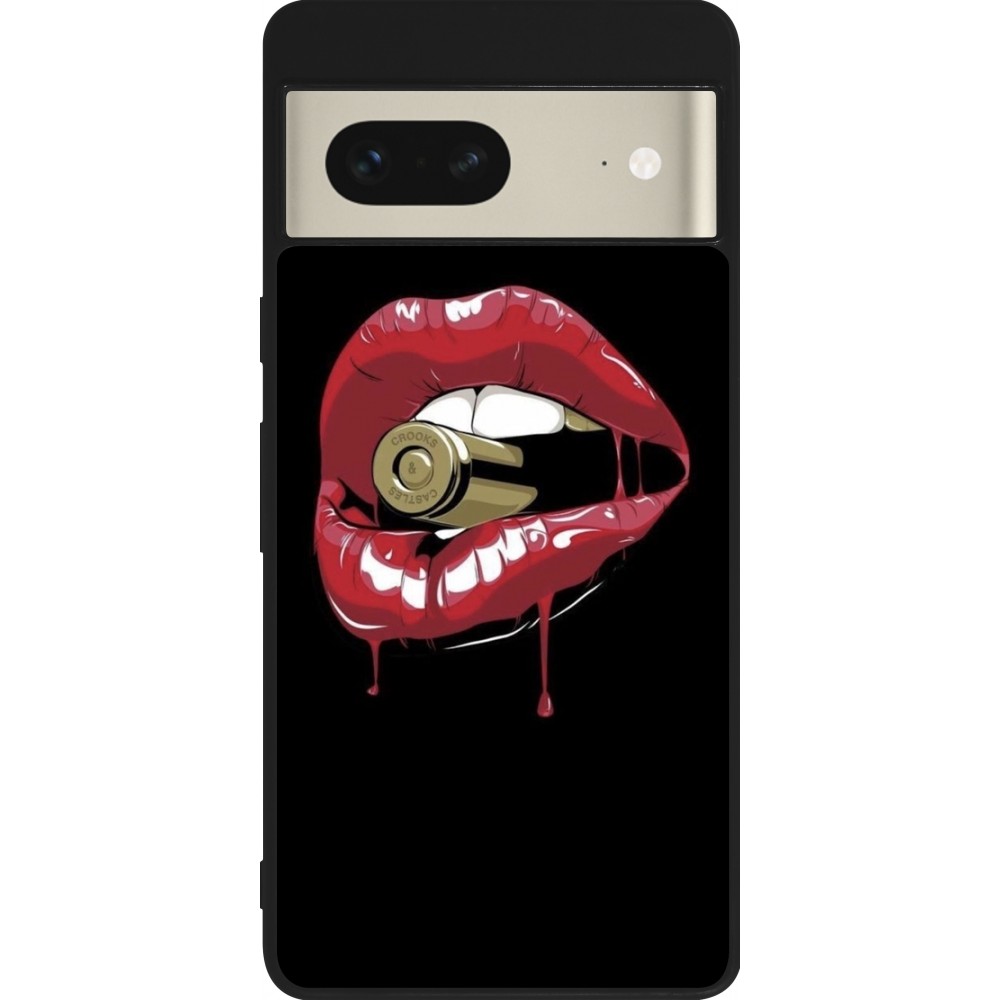 Coque Google Pixel 7 - Silicone rigide noir Lips bullet