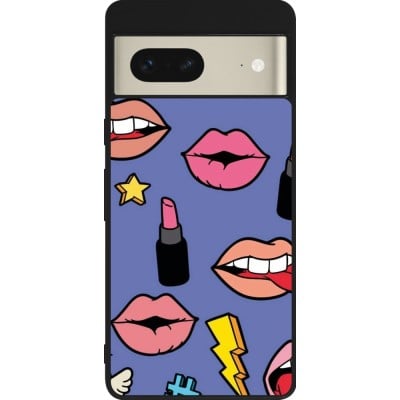 Coque Google Pixel 7 - Silicone rigide noir Lips and lipgloss