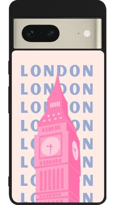 Coque Google Pixel 7 - Silicone rigide noir London Pink Print