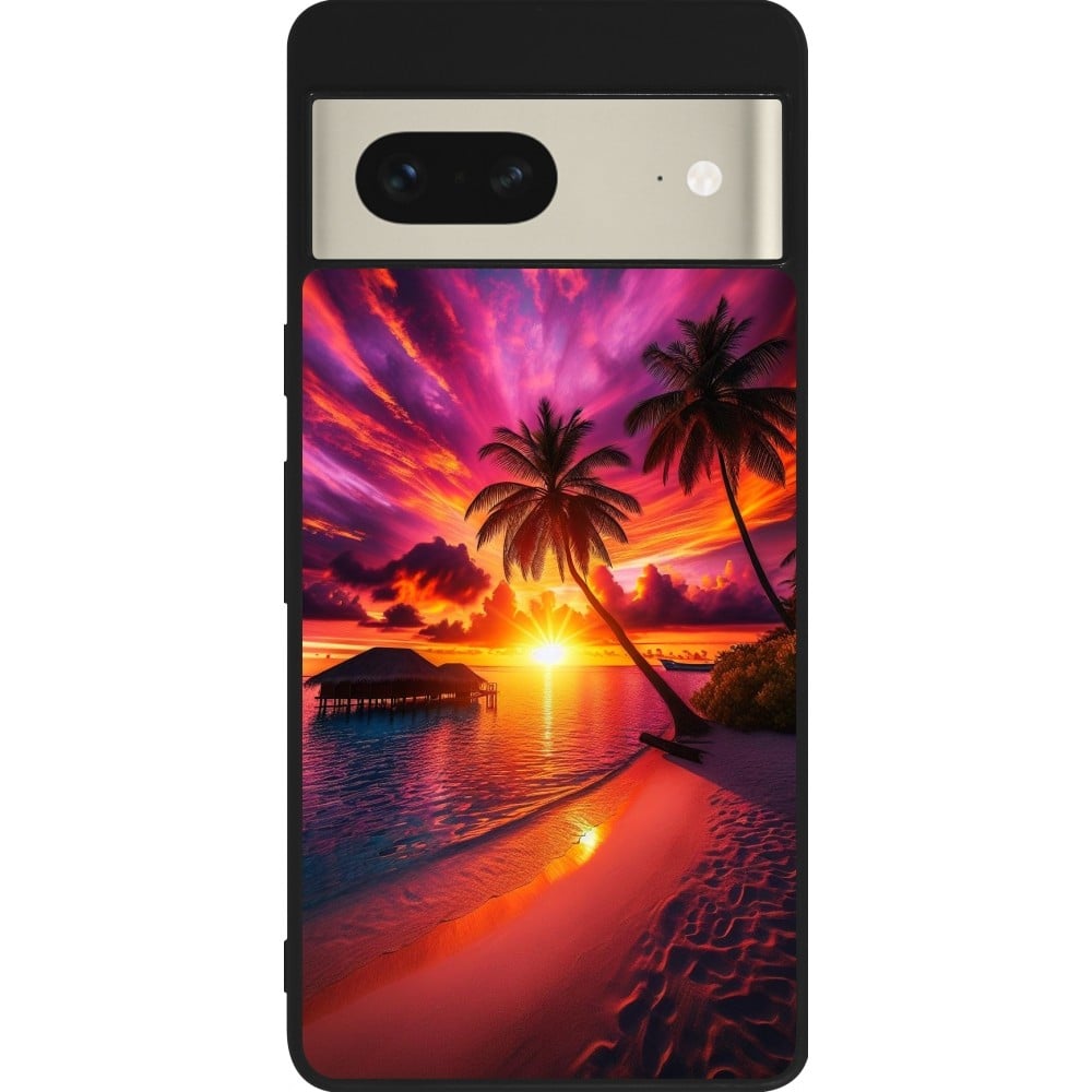 Coque Google Pixel 7 - Silicone rigide noir Maldives Dusk Bliss