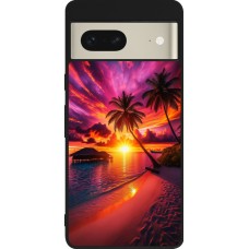 Coque Google Pixel 7 - Silicone rigide noir Maldives Dusk Bliss