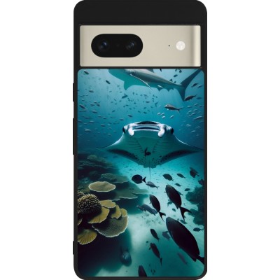 Coque Google Pixel 7 - Silicone rigide noir Manta Lagon Nettoyage