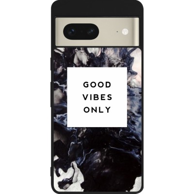 Coque Google Pixel 7 - Silicone rigide noir Marble Good Vibes Only