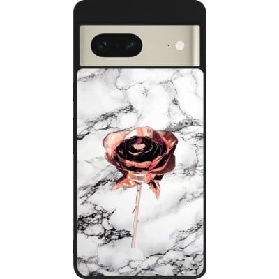 Coque Google Pixel 7 - Silicone rigide noir Marble Rose Gold