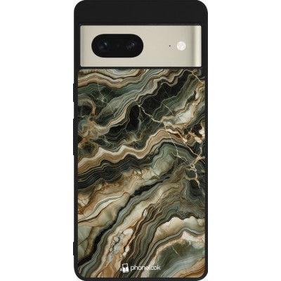 Coque Google Pixel 7 - Silicone rigide noir Marbre Olive