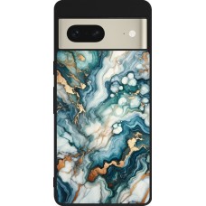 Coque Google Pixel 7 - Silicone rigide noir Marbre Vert Bleu Doré