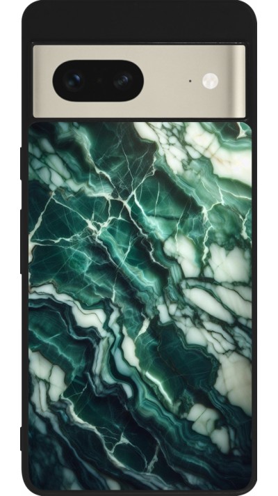 Coque Google Pixel 7 - Silicone rigide noir Marbre vert majestueux