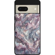 Coque Google Pixel 7 - Silicone rigide noir Marbre violette argentée