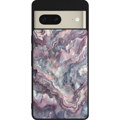 Coque Google Pixel 7 - Silicone rigide noir Marbre violette argentée