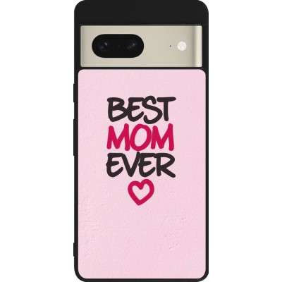 Coque Google Pixel 7 - Silicone rigide noir Mom 2023 best Mom ever pink