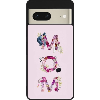 Coque Google Pixel 7 - Silicone rigide noir Mom 2024 girly mom