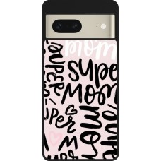 Coque Google Pixel 7 - Silicone rigide noir Mom 2024 Super mom