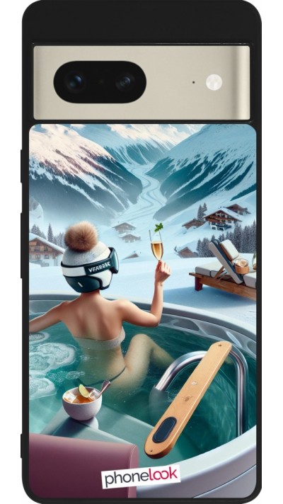 Coque Google Pixel 7 - Silicone rigide noir Montagne Glamour Jacuzzi