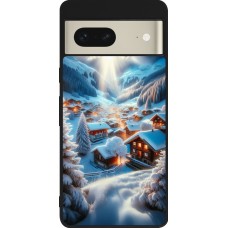 Google Pixel 7 Case Hülle - Silikon schwarz Berg Schnee Licht